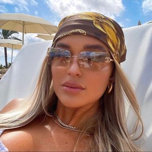 RARE CHANEL Rimless Sunglasses 4104 B Light Brown Gradient Rate A